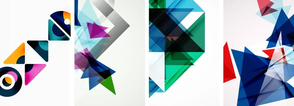 Set of abstract random triangle composition backgrounds. Vector illustration for Illustrazione stock