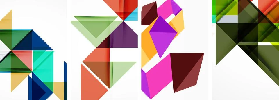 Set of abstract random triangle composition backgrounds. Vector illustration for Stock Illustration