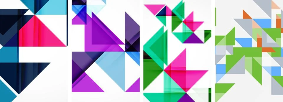 Set of abstract random triangle composition backgrounds. Vector illustration for Illustrazione stock