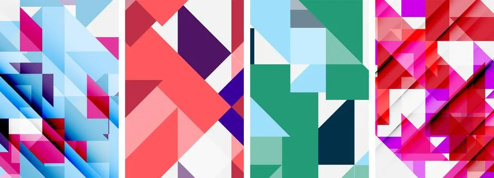 Set of abstract random triangle composition backgrounds. Vector illustration for Stock Illustration