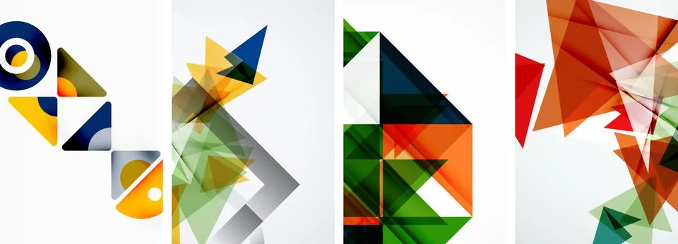 Set of abstract random triangle composition backgrounds. Vector illustration for Illustrazione stock