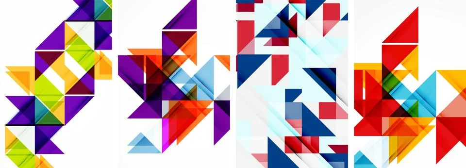 Set of abstract random triangle composition backgrounds. Vector illustration for 스톡 일러스트