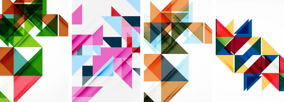 Set of abstract random triangle composition backgrounds. Vector illustration for Stock Illustration