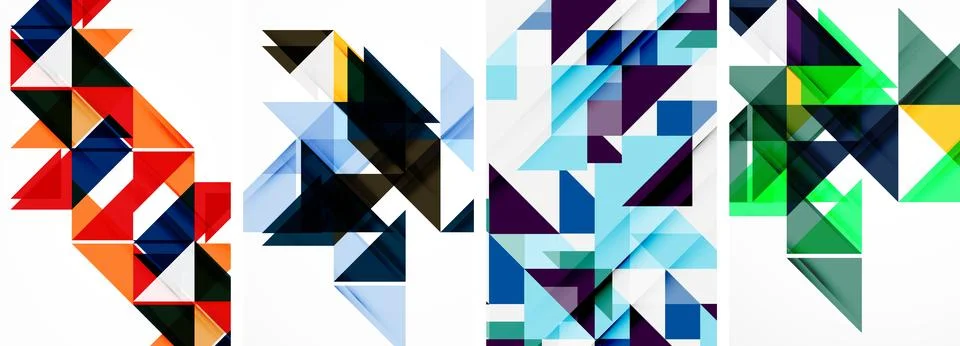 Set of abstract random triangle composition backgrounds. Vector illustration for Illustrazione stock