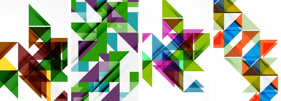 Set of abstract random triangle composition backgrounds. Vector illustration for Stock Illustration
