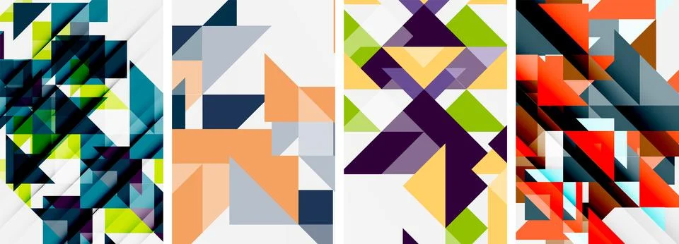 Set of abstract random triangle composition backgrounds. Vector illustration for Stock Illustration