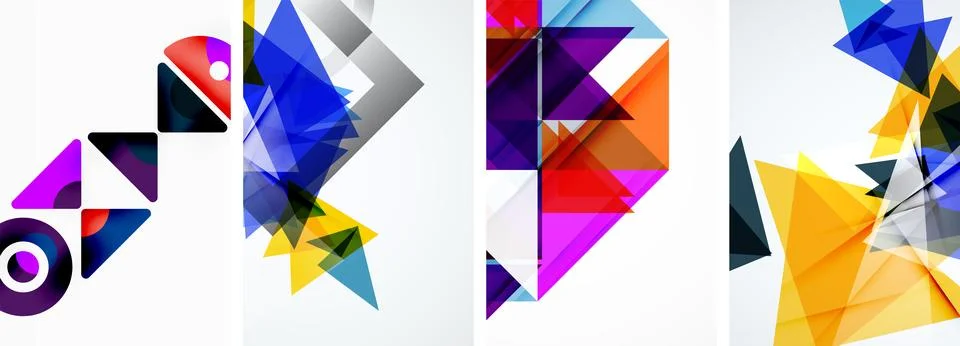 Set of abstract random triangle composition backgrounds. Vector illustration for イラスト素材