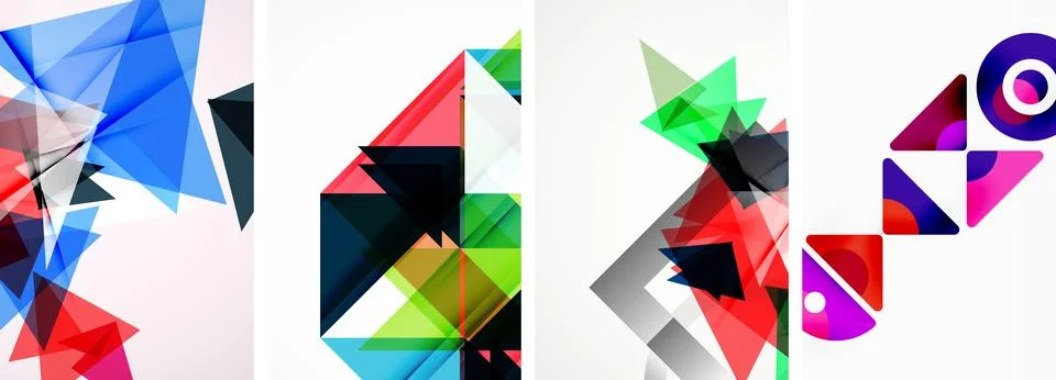 Set of abstract random triangle composition backgrounds. Vector illustration for Illustrazione stock