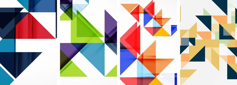 Set of abstract random triangle composition backgrounds. Vector illustration for イラスト素材