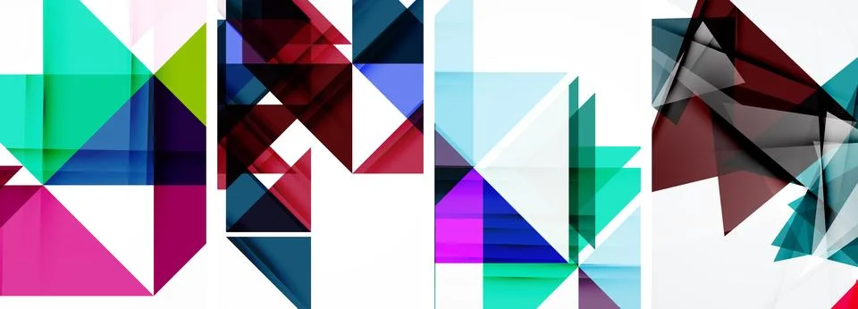 Set of abstract random triangle composition backgrounds. Vector illustration for Stock Illustration