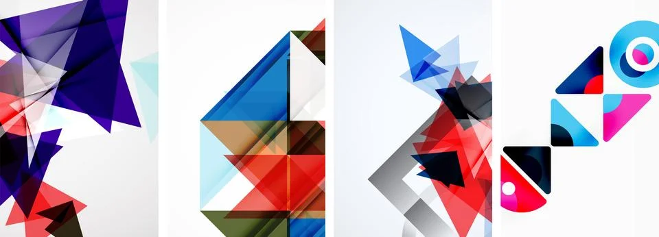 Set of abstract random triangle composition backgrounds. Vector illustration for Illustrazione stock