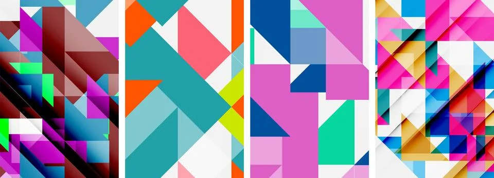 Set of abstract random triangle composition backgrounds. Vector illustration for Illustrazione stock