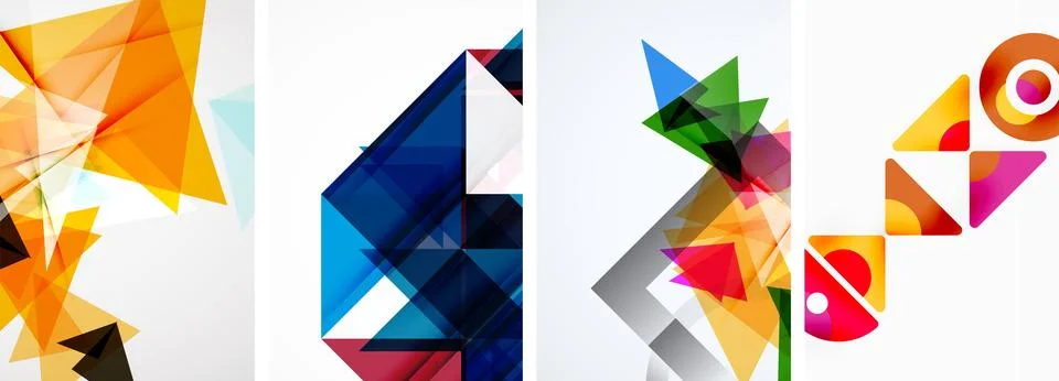 Set of abstract random triangle composition backgrounds. Vector illustration for Stock Illustration