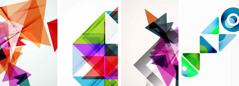 Set of abstract random triangle composition backgrounds. Vector illustration for Stock Illustration