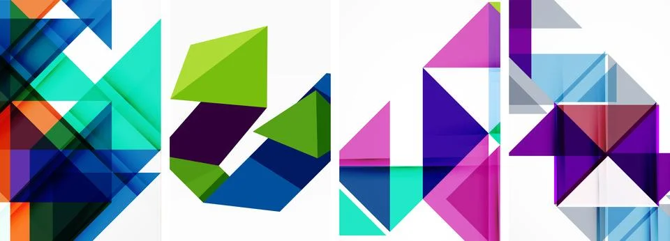 Set of abstract random triangle composition backgrounds. Vector illustration for Illustrazione stock