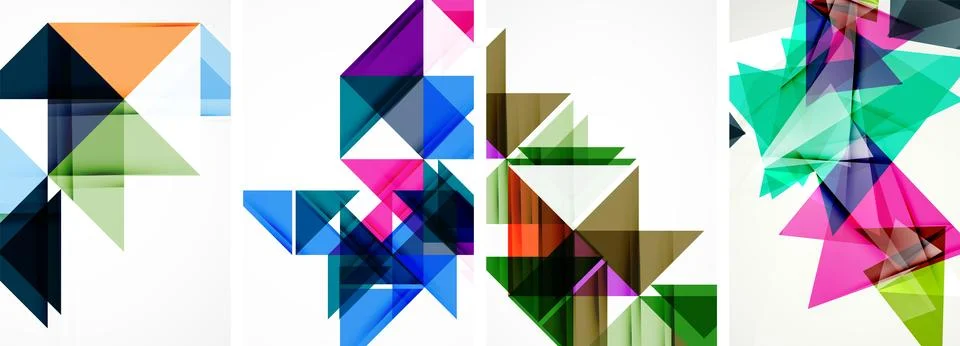 Set of abstract random triangle composition backgrounds. Vector illustration for Illustrazione stock