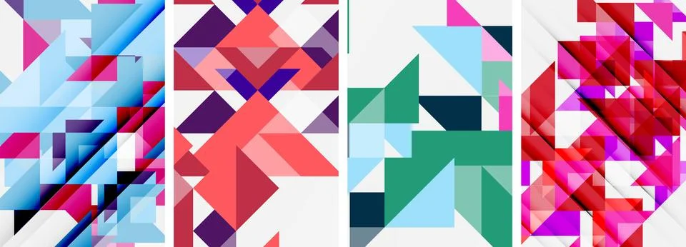 Set of abstract random triangle composition backgrounds. Vector illustration for Illustrazione stock