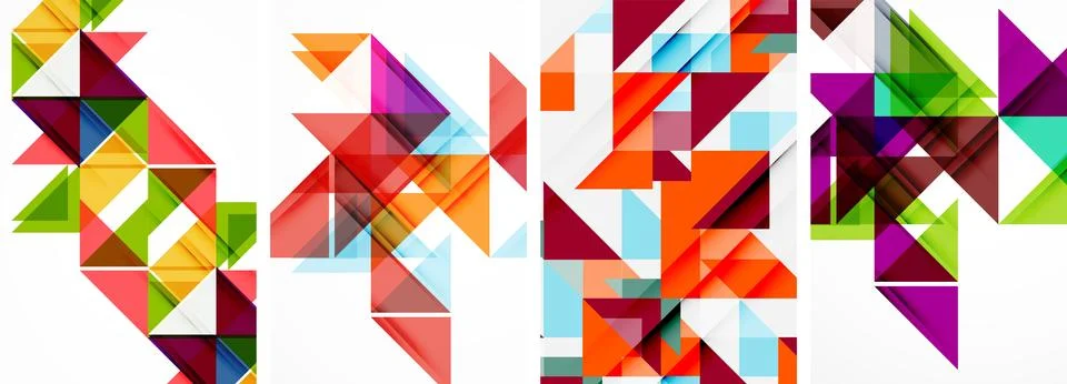 Set of abstract random triangle composition backgrounds. Vector illustration for Stock Illustration