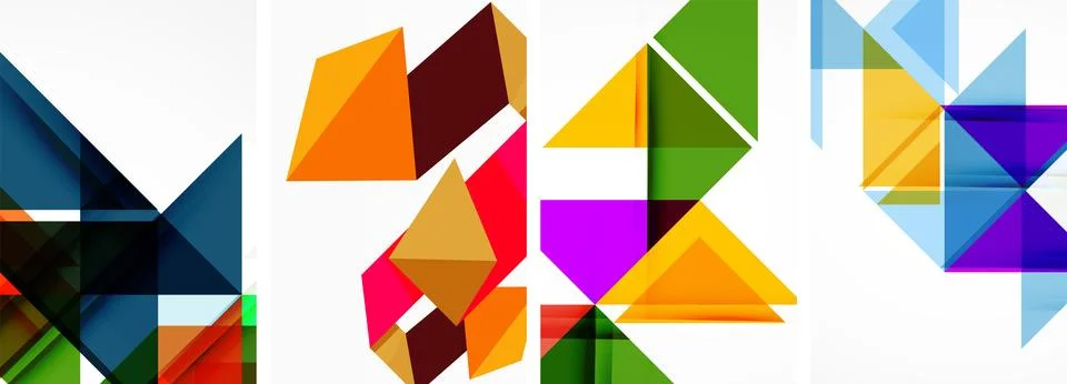 Set of abstract random triangle composition backgrounds. Vector illustration for Illustrazione stock