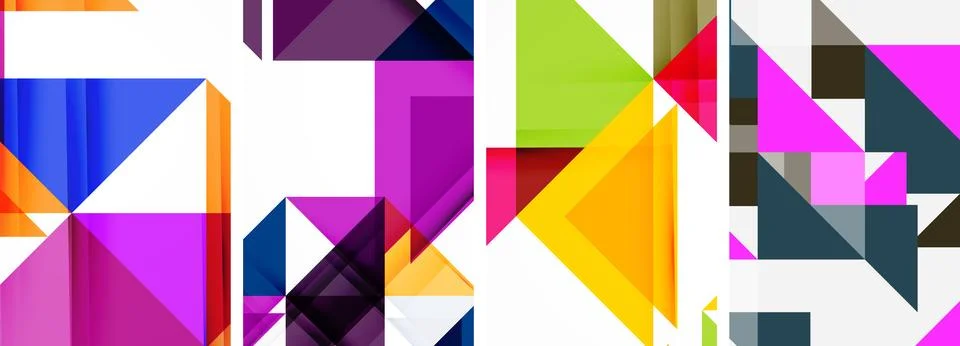 Set of abstract random triangle composition backgrounds. Vector illustration for Illustrazione stock