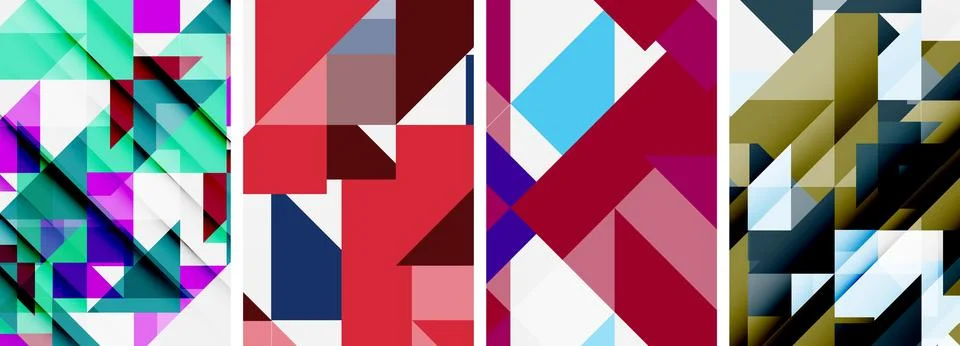 Set of abstract random triangle composition backgrounds. Vector illustration for Stock Illustration