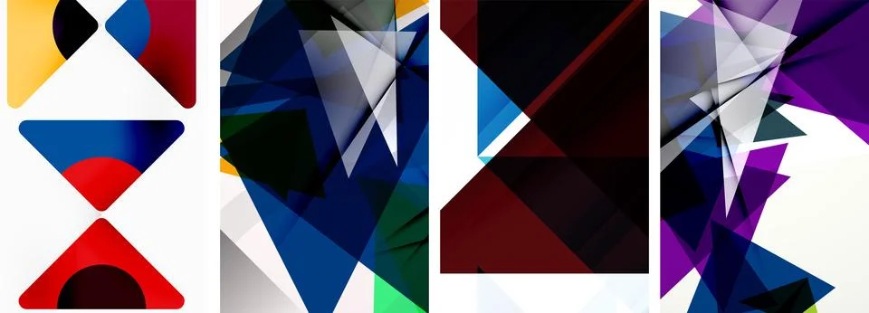 Set of abstract random triangle composition backgrounds. Vector illustration for Illustrazione stock
