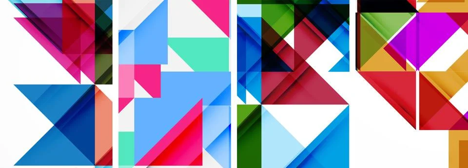 Set of abstract random triangle composition backgrounds. Vector illustration for Stock Illustration