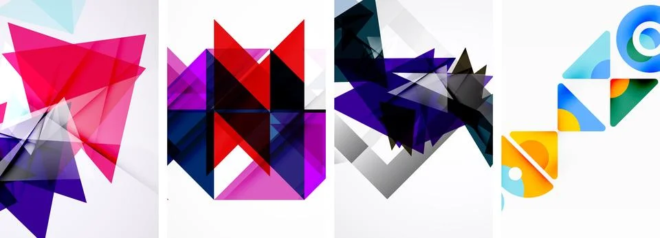 Set of abstract random triangle composition backgrounds. Vector illustration for Stock Illustration
