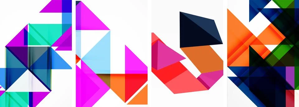 Set of abstract random triangle composition backgrounds. Vector illustration for Illustrazione stock