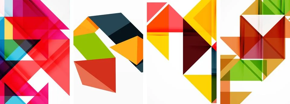Set of abstract random triangle composition backgrounds. Vector illustration for Illustrazione stock