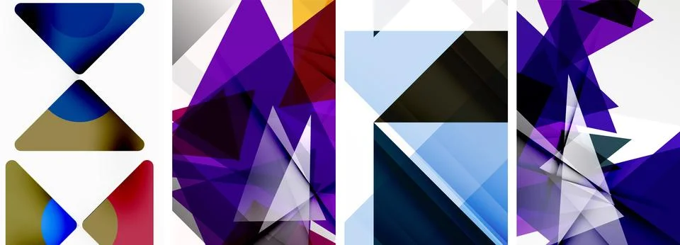 Set of abstract random triangle composition backgrounds. Vector illustration for Illustrazione stock