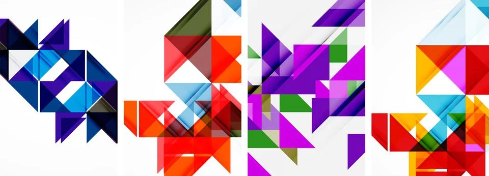 Set of abstract random triangle composition backgrounds. Vector illustration for Illustrazione stock