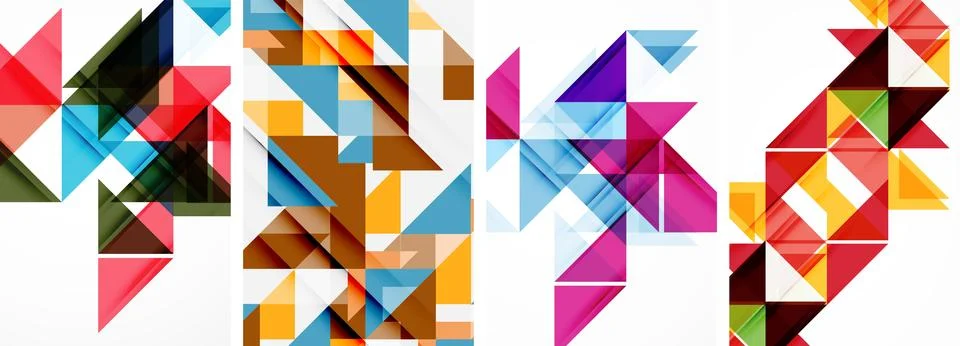 Set of abstract random triangle composition backgrounds. Vector illustration for Stock Illustration