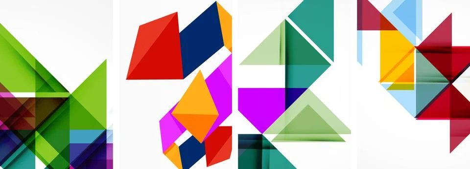 Set of abstract random triangle composition backgrounds. Vector illustration for Illustrazione stock
