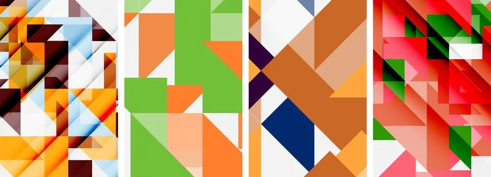 Set of abstract random triangle composition backgrounds. Vector illustration for Stock Illustration