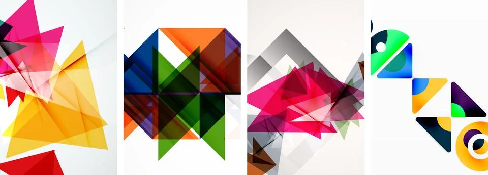 Set of abstract random triangle composition backgrounds. Vector illustration for Illustrazione stock