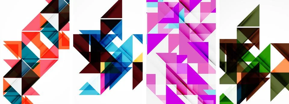 Set of abstract random triangle composition backgrounds. Vector illustration for Illustrazione stock
