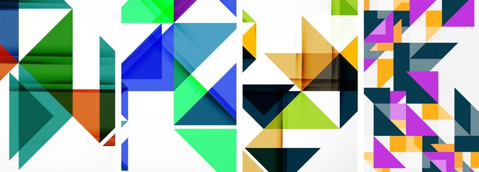 Set of abstract random triangle composition backgrounds. Vector illustration for Illustrazione stock