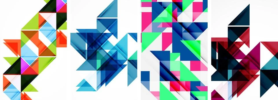 Set of abstract random triangle composition backgrounds. Vector illustration for Illustrazione stock