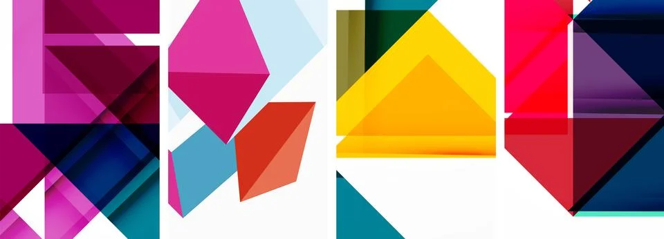 Set of abstract random triangle composition backgrounds. Vector illustration for Stock Illustration