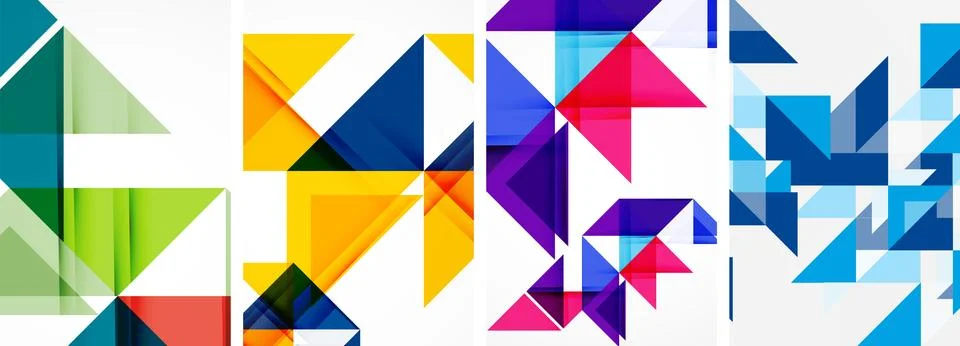 Set of abstract random triangle composition backgrounds. Vector illustration for イラスト素材