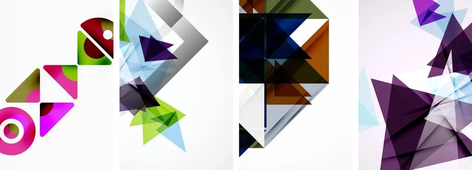 Set of abstract random triangle composition backgrounds. Vector illustration for Stock Illustration