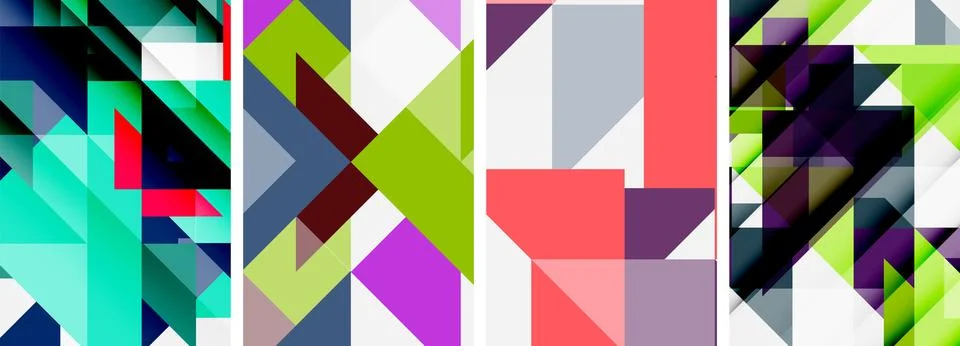 Set of abstract random triangle composition backgrounds. Vector illustration for Stock Illustration
