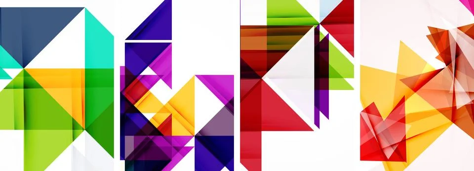 Set of abstract random triangle composition backgrounds. Vector illustration for Illustrazione stock