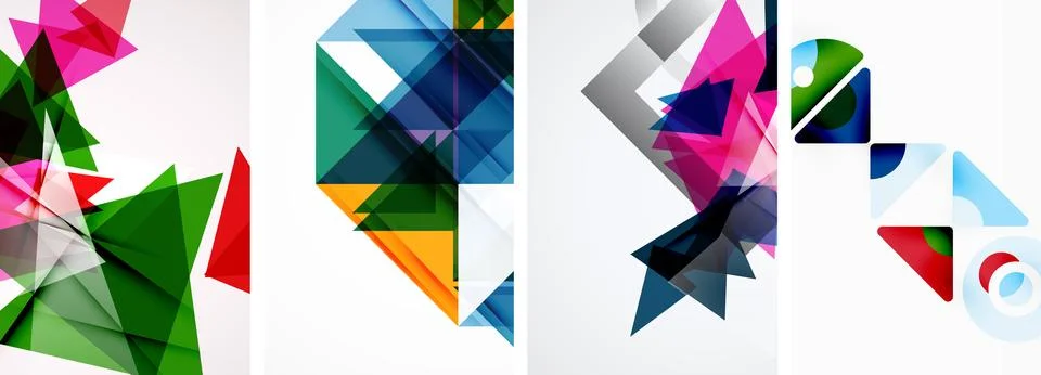Set of abstract random triangle composition backgrounds. Vector illustration for Illustrazione stock