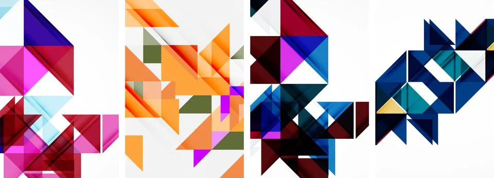 Set of abstract random triangle composition backgrounds. Vector illustration for イラスト素材