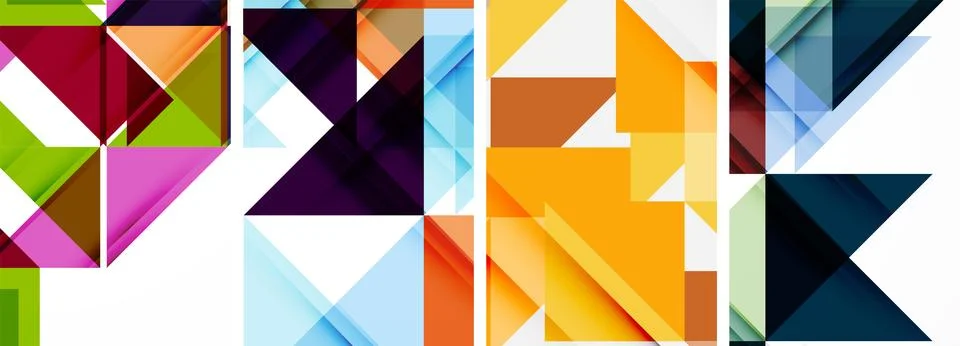 Set of abstract random triangle composition backgrounds. Vector illustration for Stock Illustration