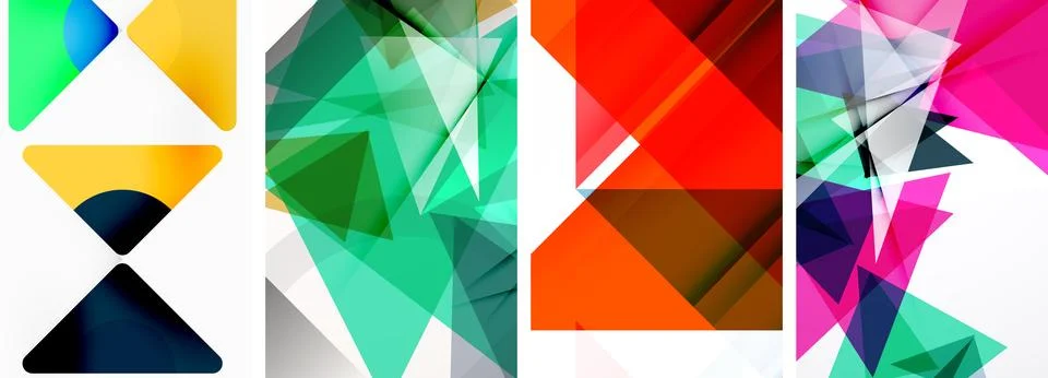 Set of abstract random triangle composition backgrounds. Vector illustration for イラスト素材
