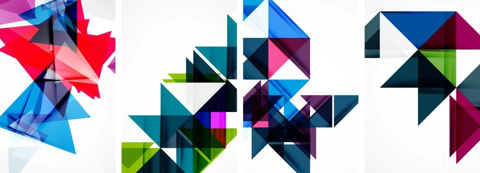 Set of abstract random triangle composition backgrounds. Vector illustration for Illustrazione stock