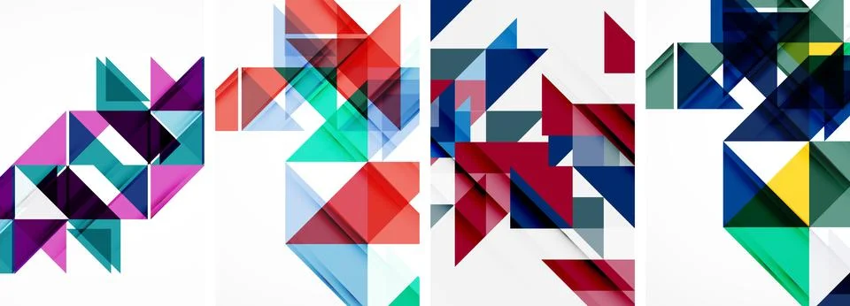 Set of abstract random triangle composition backgrounds. Vector illustration for Illustrazione stock